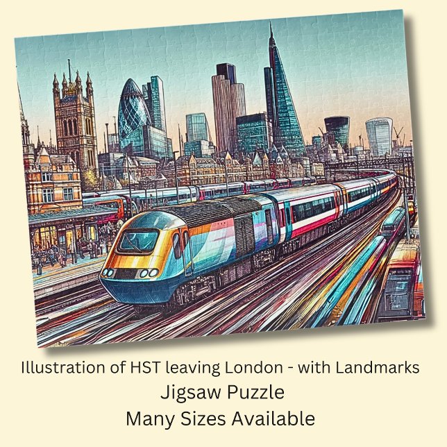 HST Train Leaving London + Landmarks Illustration  Jigsaw Puzzle (Creator Uploaded)
