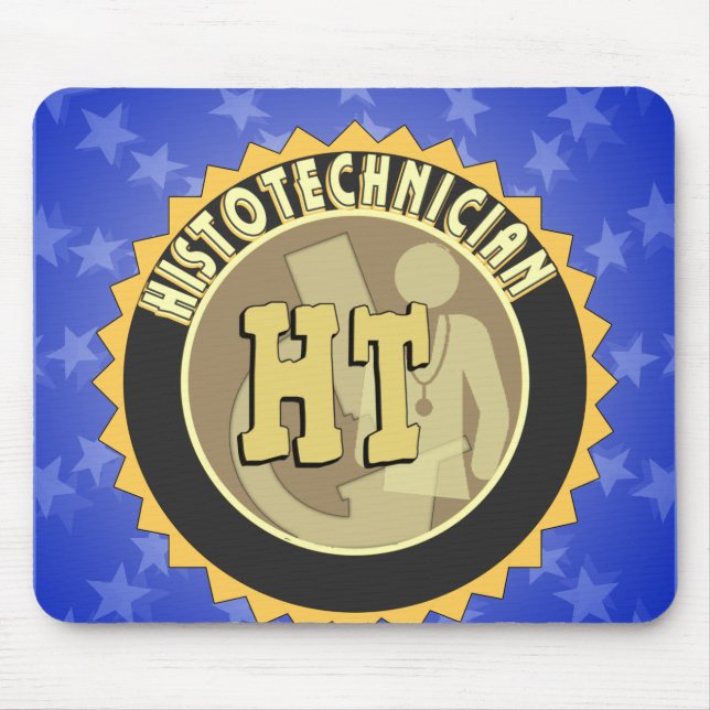 HT BADGE  HISTOTECHNICIAN HISTOLOGY TECH LOGO MOUSE PAD (Front)