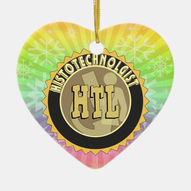 HTL BADGE HISTOTECHNOLOGIST HISTOLOGY TECH CERAMIC TREE DECORATION (Front)