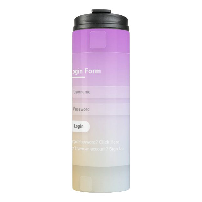 HTML CSS Colourful Login Screen Thermal Tumbler (Front)