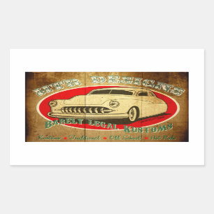 HTR Designs Barely Legal Kustoms Garage Rectangular Sticker