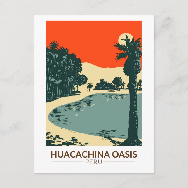 Huacachina Peru Travel Art Vintage Postcard (Front)