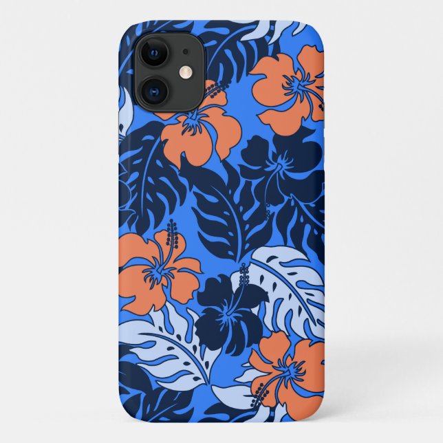 Huakini Bay Hawaiian Hibiscus Ocean Blue Case-Mate iPhone Case (Back)