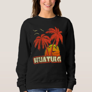 Huatulcu Summer Palm Trees 80s Beach Sunset Sweatshirt