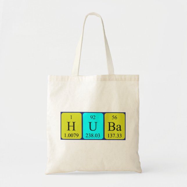 Huba periodic table name tote bag (Front)