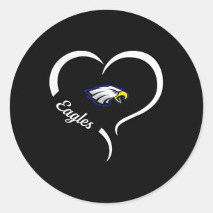 Hubbard Eagles Logo Half Heart Slogan Hs Classic Round Sticker