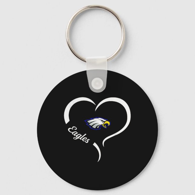 Hubbard Eagles Logo Half Heart Slogan Hs  Key Ring (Front)