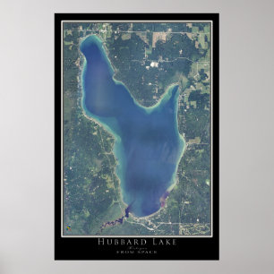 Hubbard Lake Michigan Satellite Poster Map