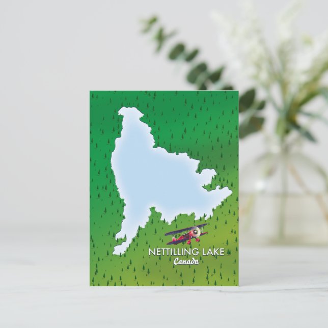 Hubbard lake Northern Michigan lake map Postcard (Standing Front)