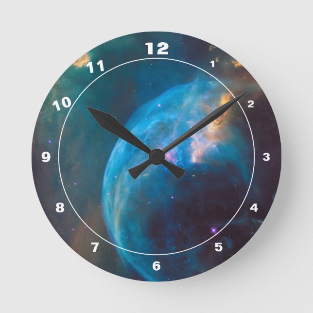 Hubble & Bubble Nebula - Outer Space (Clock) Round Clock (Front)