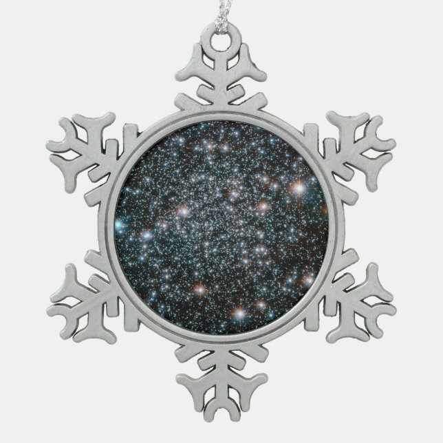 Hubble Heavy Metal Stars Cluster Snowflake Pewter Christmas Ornament (Front)