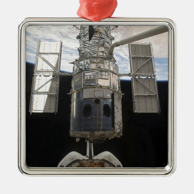 Hubble Space Telescope in Atlantis cargo bay Metal Ornament (Front)