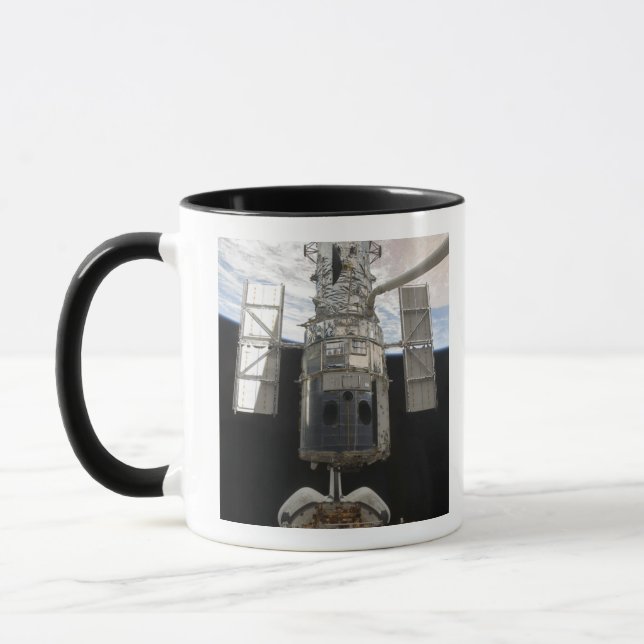 Hubble Space Telescope in Atlantis cargo bay Mug (Left)