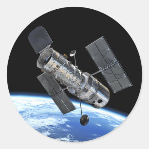 Hubble Space Telescope In Earth Orbit NASA Photo Classic Round Sticker