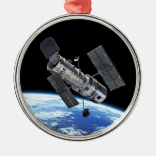 Hubble Space Telescope In Earth Orbit NASA Photo Metal Ornament