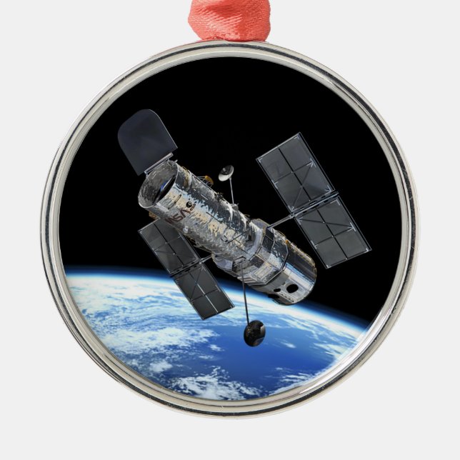 Hubble Space Telescope In Earth Orbit NASA Photo Metal Ornament (Front)