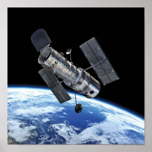 Hubble Space Telescope In Earth Orbit NASA Photo Poster