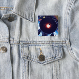 Hubble Space Telescope Poster. 15 Cm Square Badge