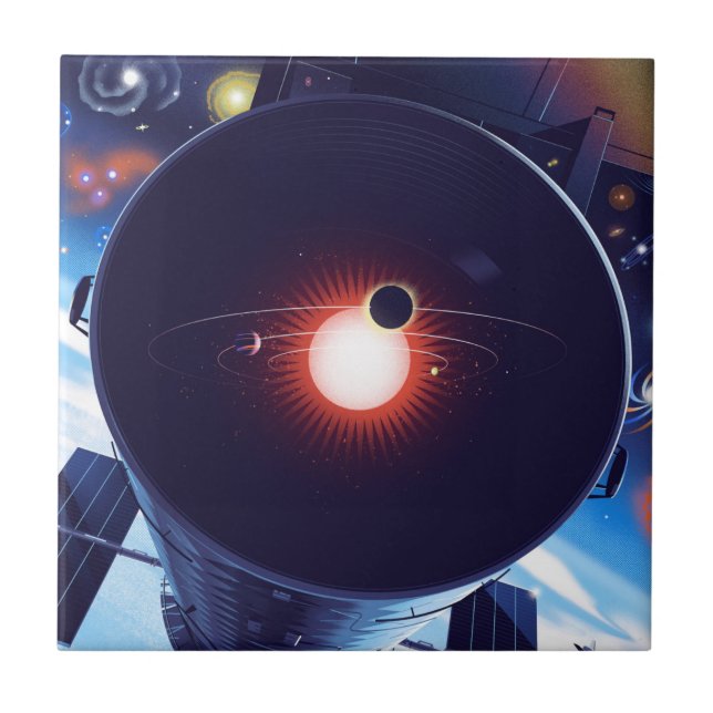 Hubble Space Telescope Poster. Ceramic Tile (Front)