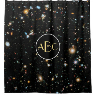 Hubble Ultra Deep Field with Custom Monogram Shower Curtain