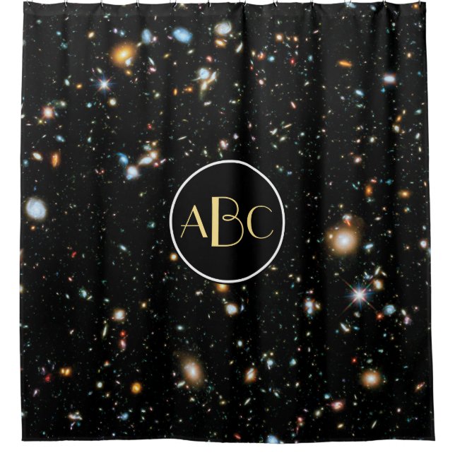 Hubble Ultra Deep Field with Custom Monogram Shower Curtain (Front)