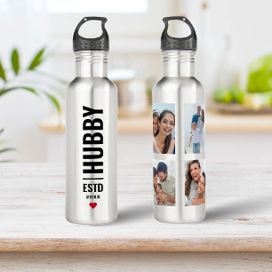 Hubby     4 Photo Collage Valentine's Day Gift  St 710 Ml Water Bottle