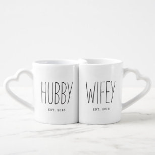 Hubby and Wifey Farmhouse Couple Mug Set