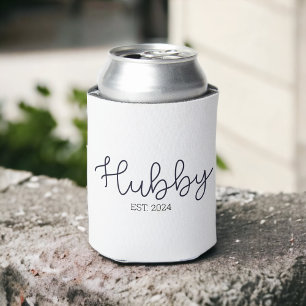 Hubby Black Script Personalised Year Can Cooler