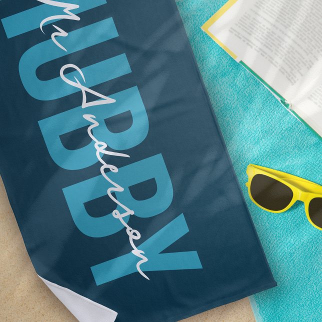 Hubby Blue Monogram Honeymoon Beach Towel (Creator Uploaded)
