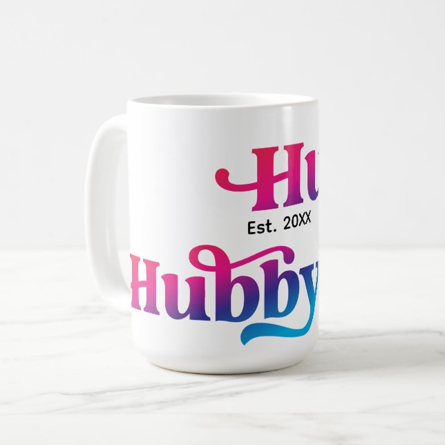 Hubby Couple Wedding Anniversary Custom Colourful Coffee Mug (Front Left)