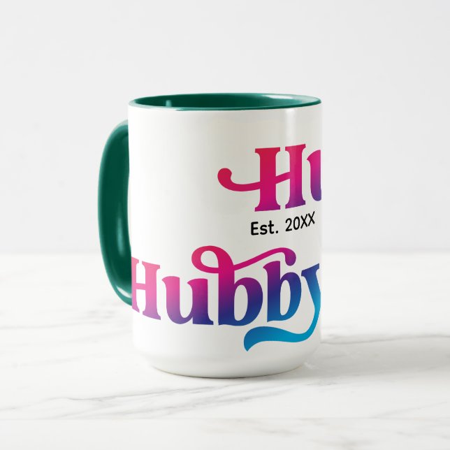 Hubby Couple Wedding Anniversary Custom Colourful Mug (Front Left)
