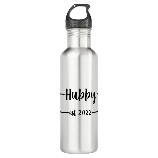 Hubby Est 2022 Groom To Be Wedding Party 710 Ml Water Bottle (Front)