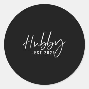 Hubby Est 2025 Just Married Honeymoon Husband Wedd Classic Round Sticker