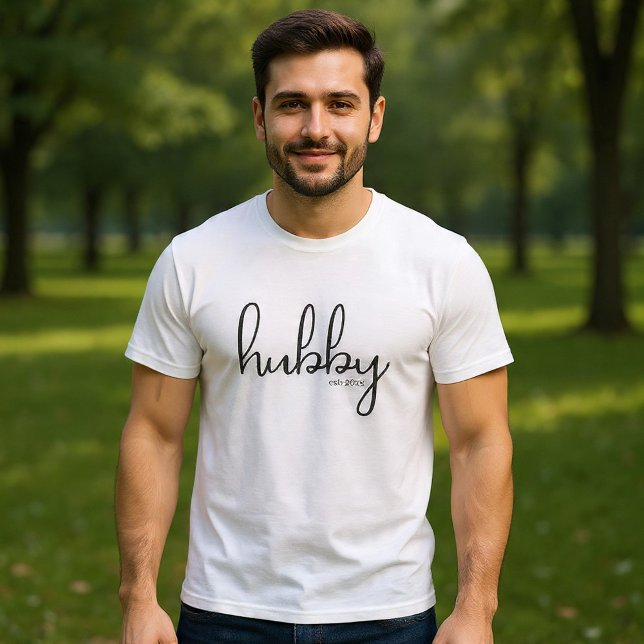 Hubby Established Personalized Year T-Shirt (Hubby Established Personalized Year T-Shirt by Ricaso. Add date of marriage. Great groom gift idea)