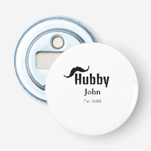 Hubby husband add name date year moustache simple bottle opener