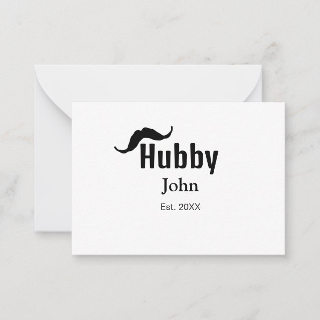 Hubby husband add name date year moustache simple  card (Front)