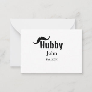 Hubby husband add name date year moustache simple card
