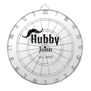 Hubby husband add name date year moustache simple dartboard