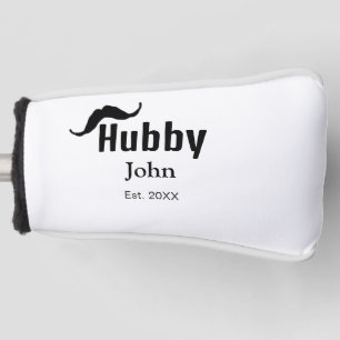 Hubby husband add name date year moustache simple  golf head cover