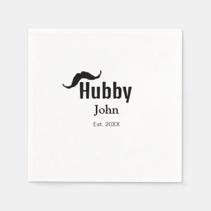 Hubby husband add name date year moustache simple napkin