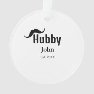 Hubby husband add name date year moustache simple ornament