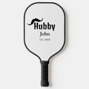 Hubby husband add name date year moustache simple  pickleball paddle