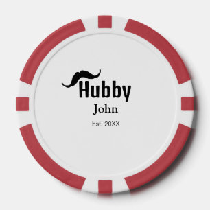 Hubby husband add name date year moustache simple poker chips