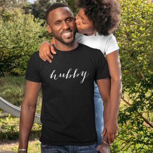 Hubby Modern Black and White Script Men's T-Shirt