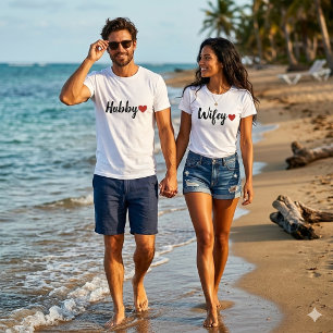 Hubby Modern Black Script Women RedHeart T-Shirt