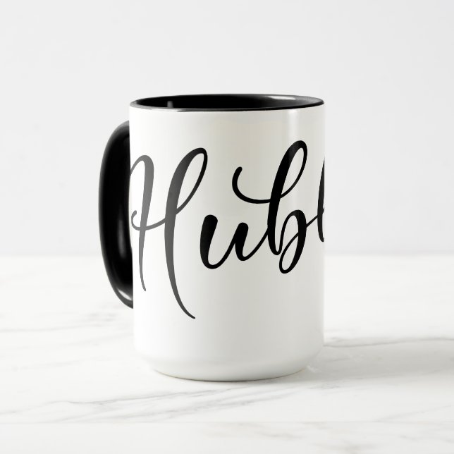 Hubby Wedding Mug with Black interior  (Front Left)