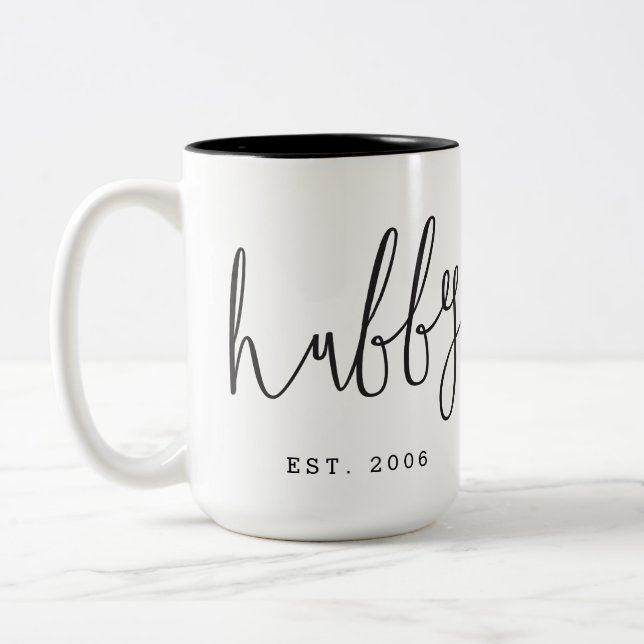 Hubby Wedding Photo Anniversary Wedding Couple Mug (Left)