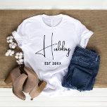 Hubby Wifey Est Newlywed Honeymoon Present Wedding T-Shirt<br><div class="desc">Hubby Wifey Est Newlywed Honeymoon Present Wedding T-Shirt</div>