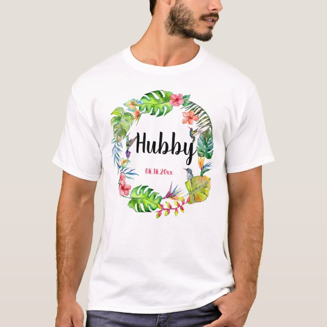 Hubby Wifey Tropical Hawaiian Newlyweds T-Shirt (Front)