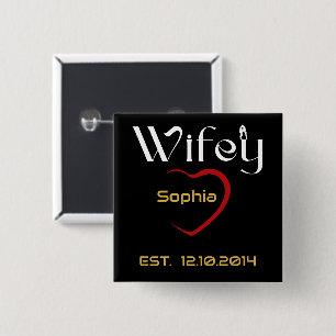 Hubby Wifey Wedding anniversary Gift 15 Cm Square Badge